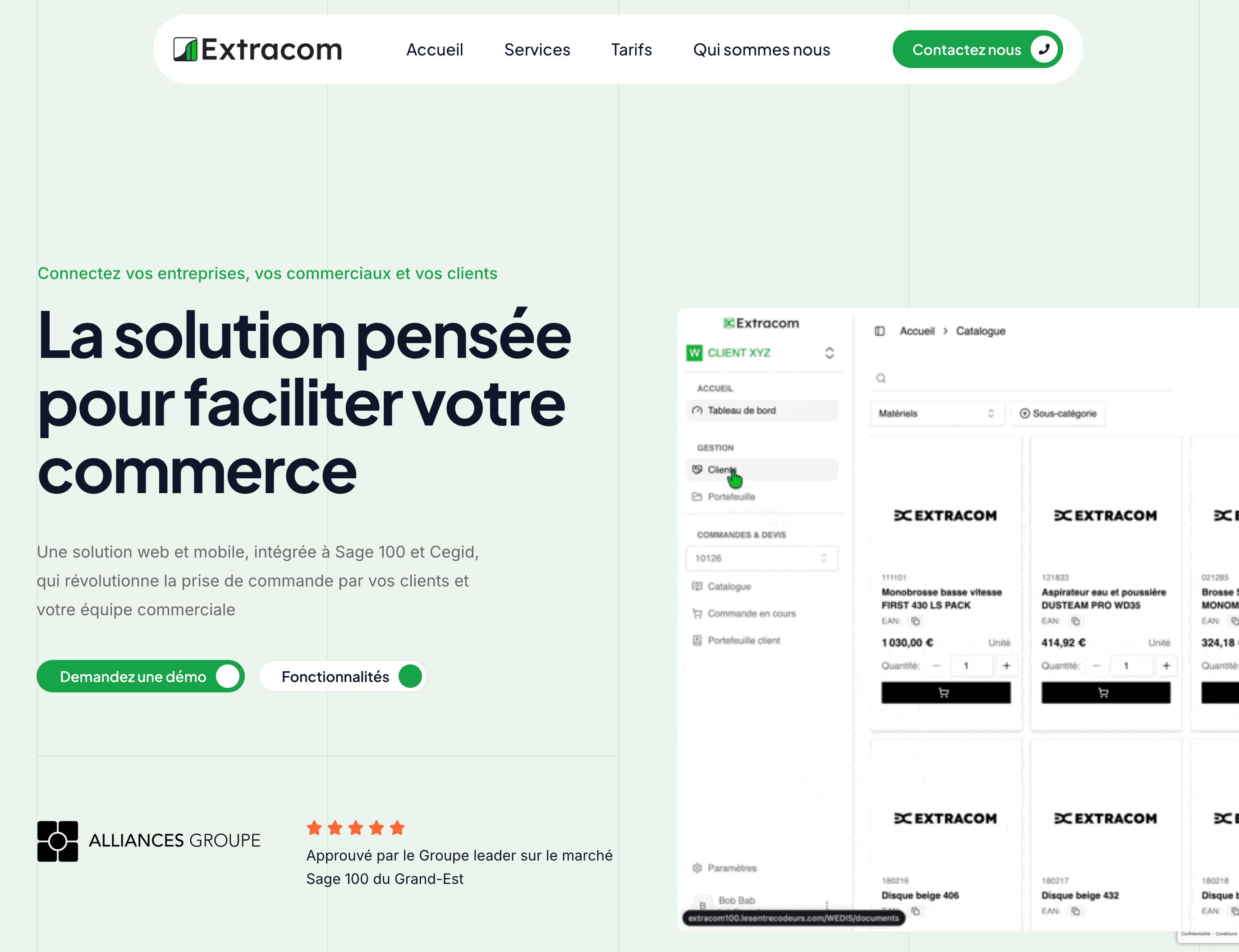 Extracom — Plateforme SaaS de vente B2B — capture 1