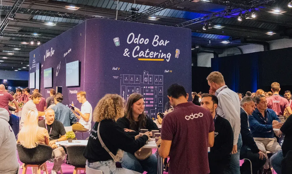 Espace d'exposition et de rencontres du salon Odoo Experience à Brussels Expo