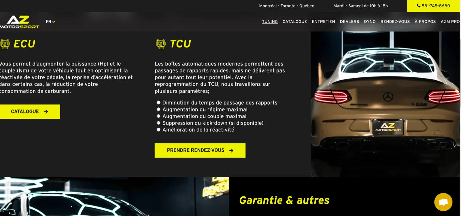 AZ Motorsport — Site e-commerce et plateforme pro de reprogrammation — capture 2