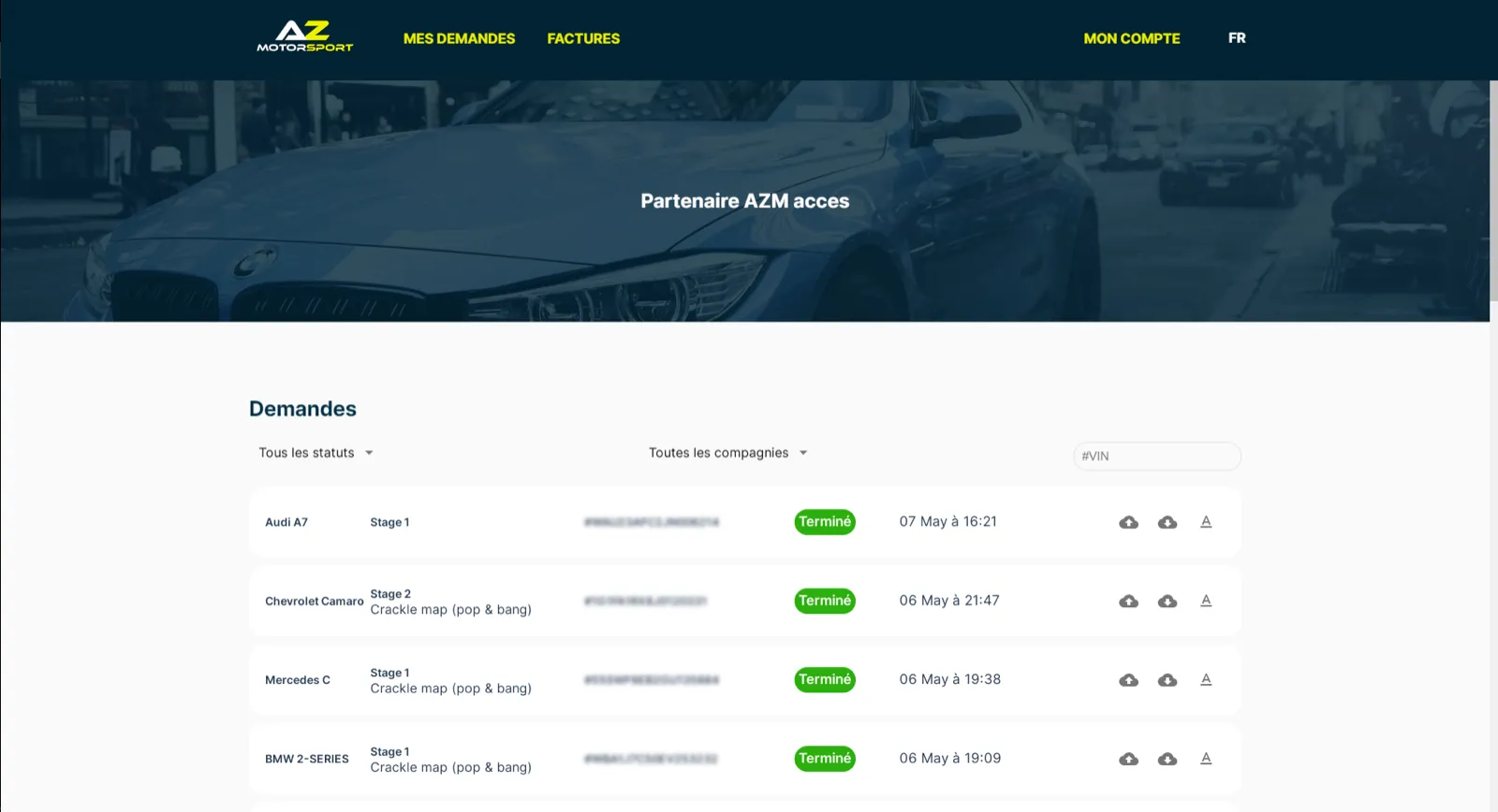 AZ Motorsport — Site e-commerce et plateforme pro de reprogrammation — capture 5