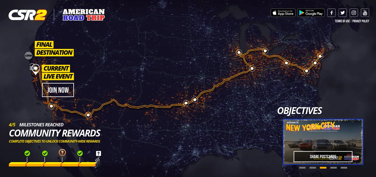 CSR2 American Road Trip — Site de campagne pour Zynga — capture 1