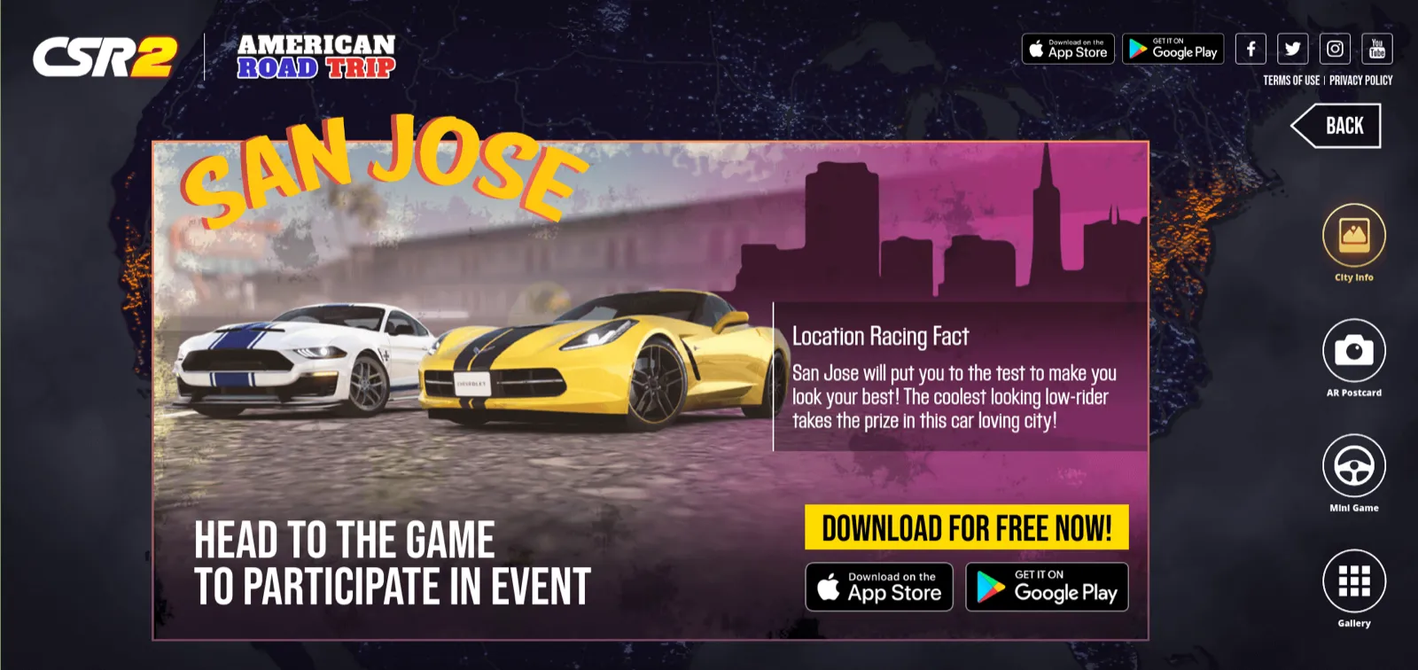 CSR2 American Road Trip — Site de campagne pour Zynga — capture 2