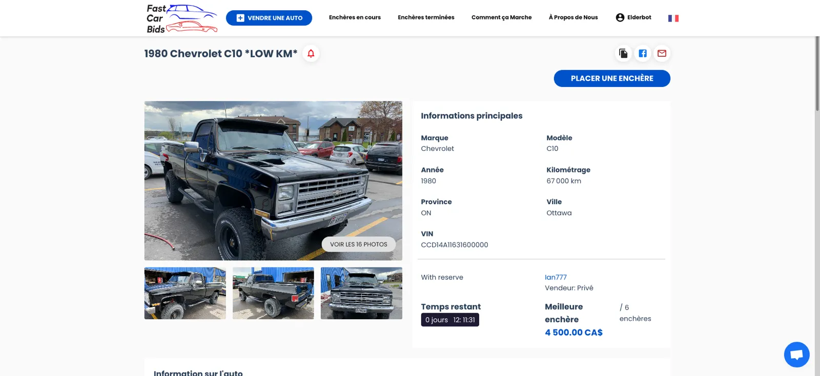 Fast Car Bids — Plateforme d'enchères automobiles — capture 4