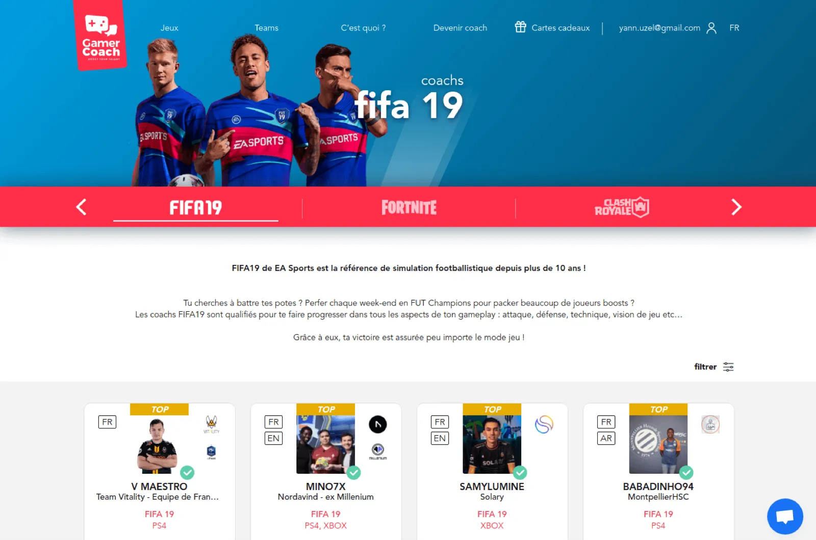 GamerCoach — Plateforme de coaching jeux vidéo — capture 1